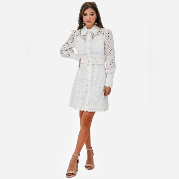 Zimmermann Ivory Eyelet Mini Dress - Picture 1 of 10